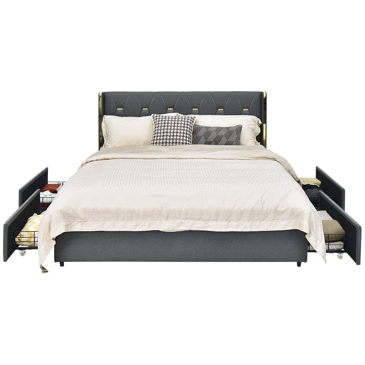 High bed frame 2024 queen with storage