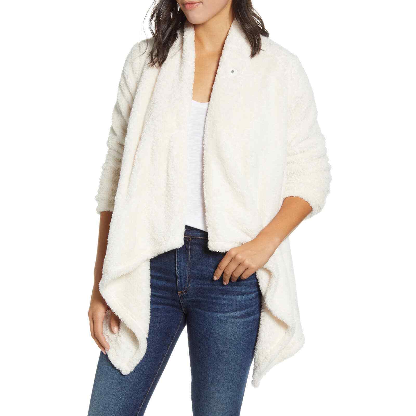 Faux Fur Draped Front Cardigan Size 