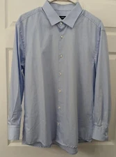 Boss Hugo Boss Men's Blue Shirt Casual Button Up Size 44 Chest 17 1/2 Neck