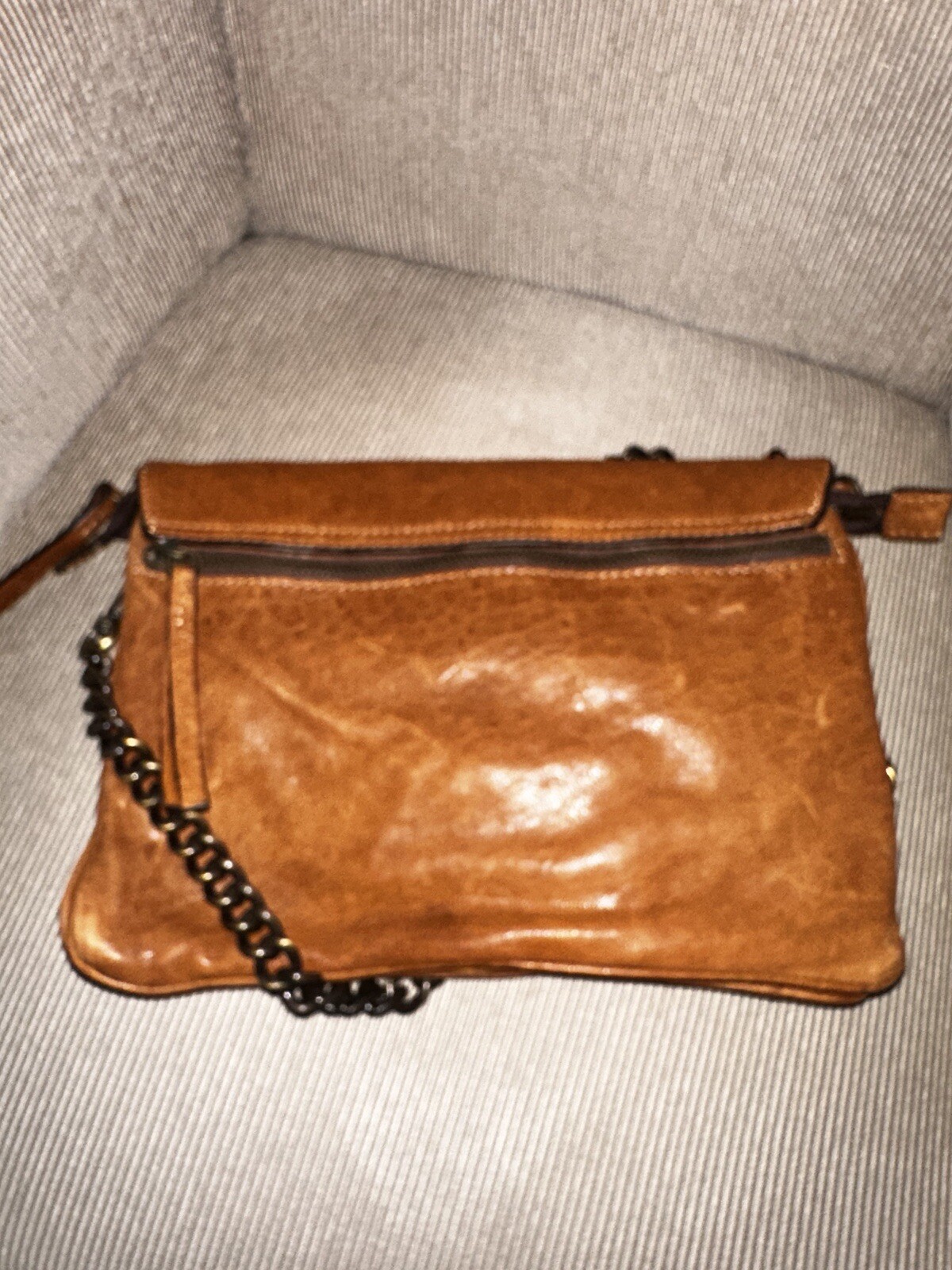 Maxon Collection Cognac Italian Leather Crossbody Chain Bag NWOT eBay