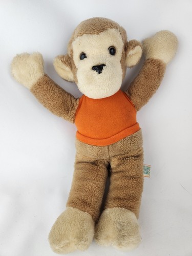 Vintage Dakin Monkey Plush 1979 Brown with Orange Shirt Stuffed Animal Toy 14" - Picture 11 of 11