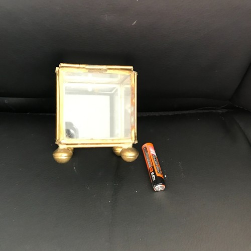 Nice Glass & Brass Jewelry Box - Ax - Picture 2 of 2