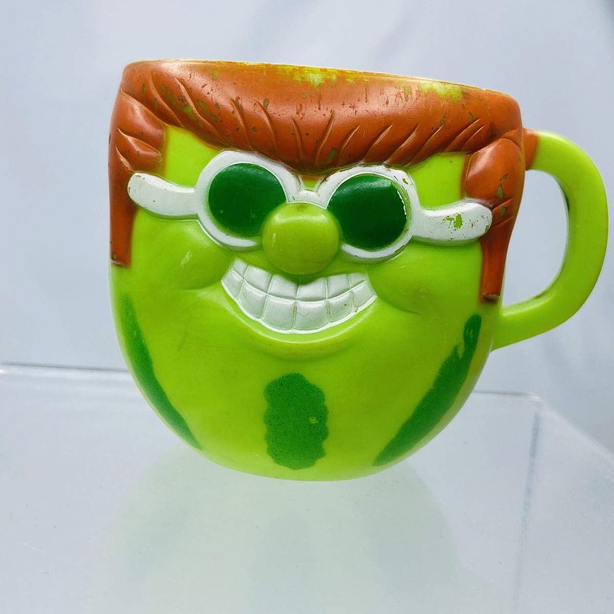 1974 Pillsbury Funny Face WITH IT WATERMELON Plastic Cup Mug Green