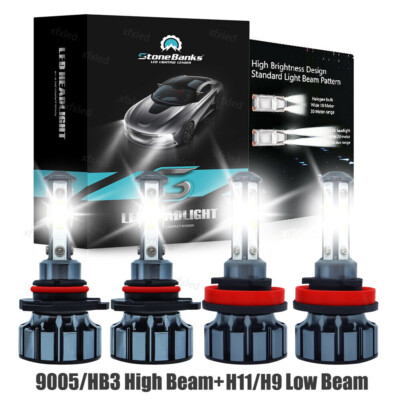 4x 9005+H11 LED Headlight Combo High Low Beam Bulbs Kit Super White Bright Lamps