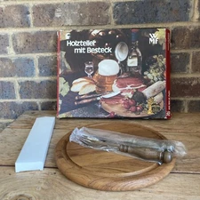 Vintage WMF Holzteller Mit Besteck Snack Set Small Wood charcuterie Cheese Board