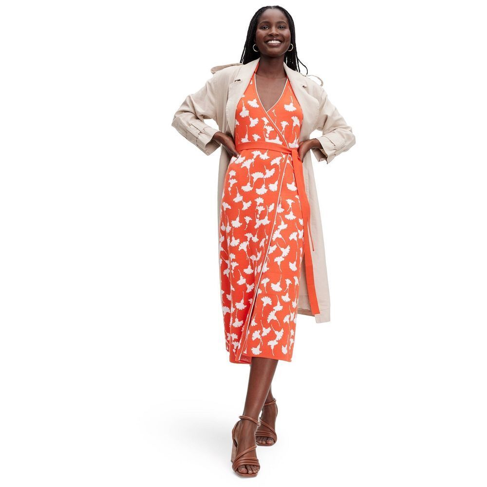 Diane von Furstenberg Women's Collared Sleeveless Midi Wrap Diane von Furstenberg Women's Collared Sleeveless Midi Wrap
