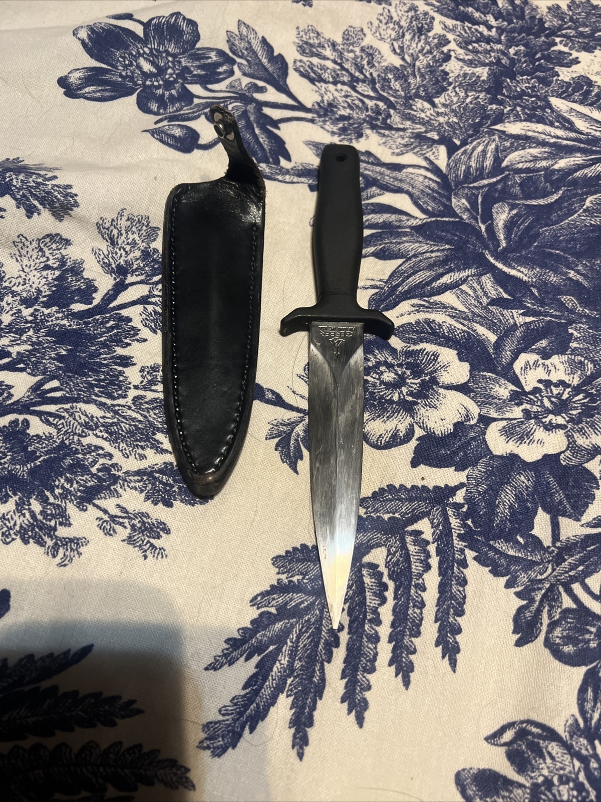 Vintage Gerber Fixed Blade Dagger Boot Knife w/ Black Sheath Rare USA