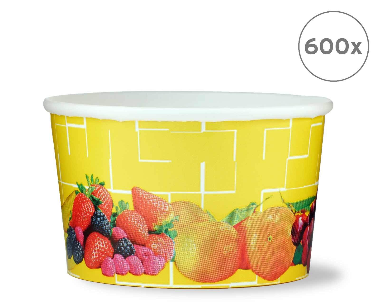 600x Eisbecher Pappe 260ml Pappbecher Dessertschale Papierbecher Eisdiele