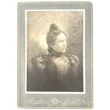 Antique Burlington VT Cabinet Photo Beautiful Young Woman Girl Puff Ruffle C1890