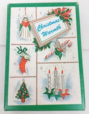 Vintage Christmas Warmth Assorted Card Box Empty Fantasy 37618 Angel Cane Candle