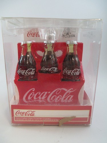 Coca-Cola Kurt Adler Vidrio Brillo Moldeado Paquete de 6 Botellas Adorno 2010 - Imagen 6 de 12