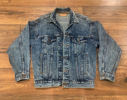 80’s Levis Jacket Jean Blue Denim Trucker Acid Wash USA 70507-0227 Size S Mens