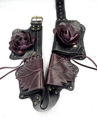 Leather Fanny Pack/ Leather Utility Belt/ Festival Belt/ Rose Belt Bag/ Handmade