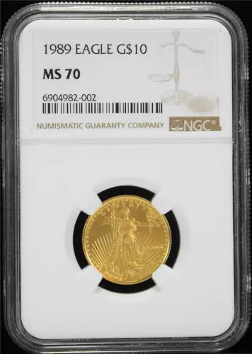 1989 $10 1/4 Ounce Roman Numeral Better Key Date Mint State Gold Eagle NGC MS 70