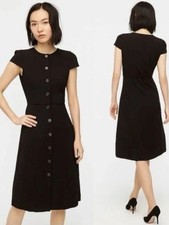 J.Crew Black Button Front Cap Sleeve Fit  Flare Dress   Size 12