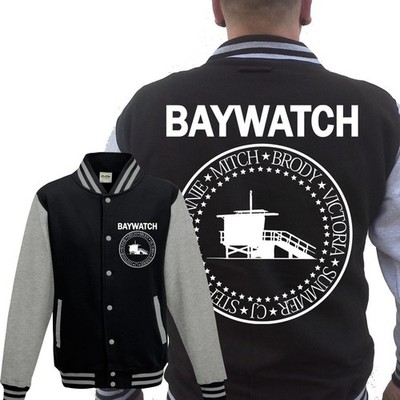 Baywatch 2Collegejacke GRAU Lifeguard David Hasselhoff,Miami,Florida,Lifeguard