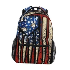 Giwawa Backpack Patriotic USA 16x11.4x6.9 inch American Flag Baseball Print