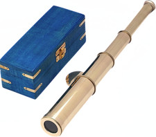 Solid Brass Pirate Spyglass Telescope Antique Handheld Sailor Scope with Blue