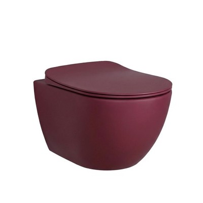 Creavit WC Set Beere Wand WC randlos Toilette Deckel Softclose Sitz Duroplast