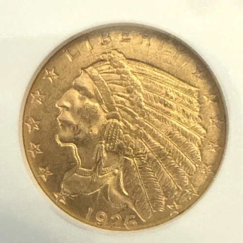 1926 INDIAN HEAD $2.5 QUARTER EAGLE GOLD NGC MS62