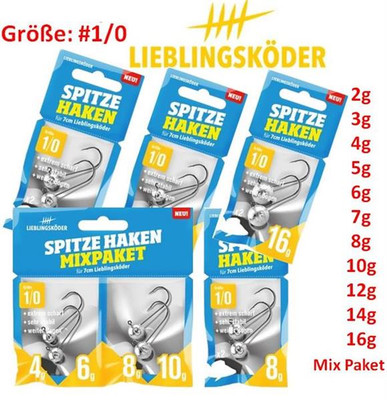 Lieblingsköder SPITZE HAKEN JIG Gr.# 1/0 2g 3g 4g 5g 6g 7g 8g 10g 12g 14g 16 Mix