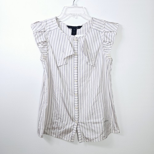 Marc By Marc Jacobs Size 0 100% Silk Ruffle Sleeveless Button Down Stripe Blouse - 第 1/11 張圖片