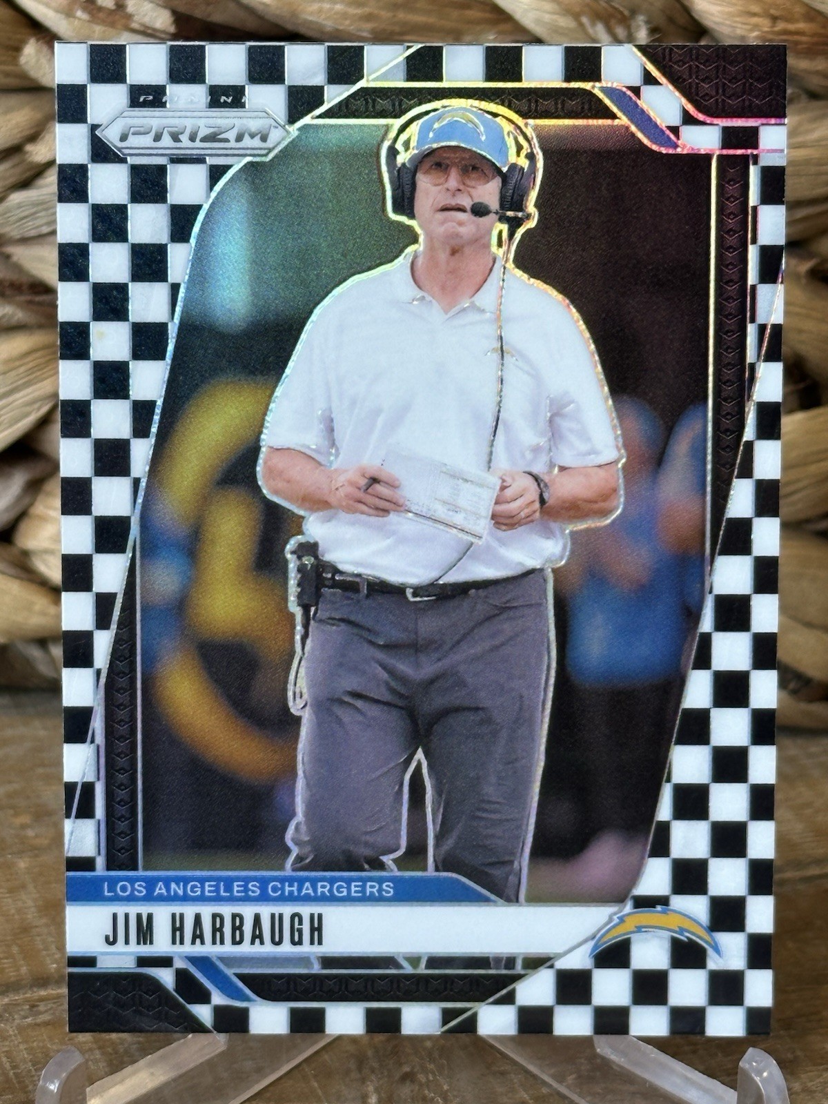 JIM HARBAUGH 2024 Panini Prizm #163 Black & White Checkerboard SP CHARGERS