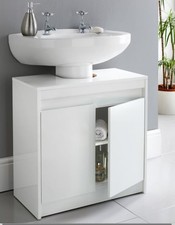 High Gloss Under Sink Bathroom Cabinet Basin Pedestal Not Included