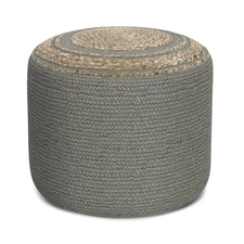 Serena Round Braided Pouf in Dove Grey - Stylish Home Accent