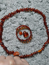 Modeschmuck bernsteinfarben Kette, Armband. 2 Anhänger, Ring