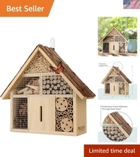 Sustainable Insect Hotel for Bees and Butterflies - Easy Setup with Bark Roof