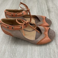 Giraudon Vintage 80s-90s Cool Orange Tan Brown Leather Spectator Heels Sz 36 / 6