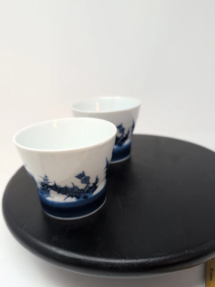 Pair Of Japanese Blue And White Porcelain Arita-yaki Teacups - Image 2 of 4