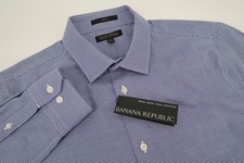 Banana Republic Men's Large Blue Houndstooth Non Iron Slim Fit Dress Shirt NWT
