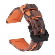 Silicone Watch Bands 22mm Soft Watch Band with Black Buckle, Camo Orange