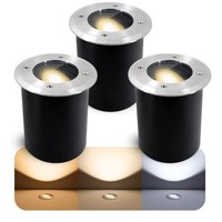 3X Bodenspot Juavi Rund IP67 Mit Led GU10 3W Drei Lichtfarben 3CCT Gartenspot