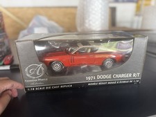 American Muscle Authentics 118 1971 Dodge Charger Rt Orange W White Roof 39465