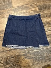 Madewell Raw Hem Wrap Mini Skirt Size 8 Dark Wash