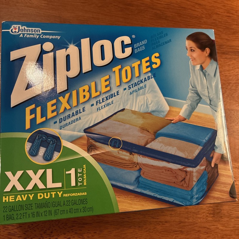 (1) Ziplock XXL Flexible Tote 22 GAL 2.2’ x 16” x 12” Heavy Duty Discontinued