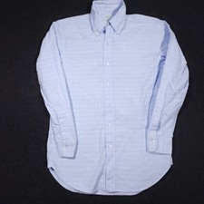 Brooks Brothers OCBD Oxford Button Down Shirt Men 15-32 Blue Check Made In USA