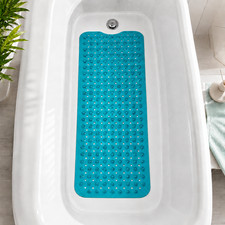 Extra Long Non Slip Bathtub Mat 39 x 16 Aqua Shower Tub 200 Suction Cups
