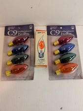 Lot of 8 Vintage C-9 Christmas Bulbs 7 Watt 2-Packs, Unopened Packages  1 Flame