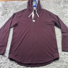 Bylt Hoodie Mens Large maroon Drop Cut Hooded Henley Lux Lightweight Sweatshirt