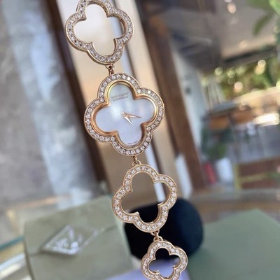 Van Cleef & Arpels Alhambra Watch 18k Rose Gold,Diamonds, Mother of Pearl Dial