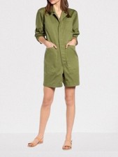 Alex Mill Utility 5-Pocket Stretch Cotton Shorts Romper Sz S in Olive Green