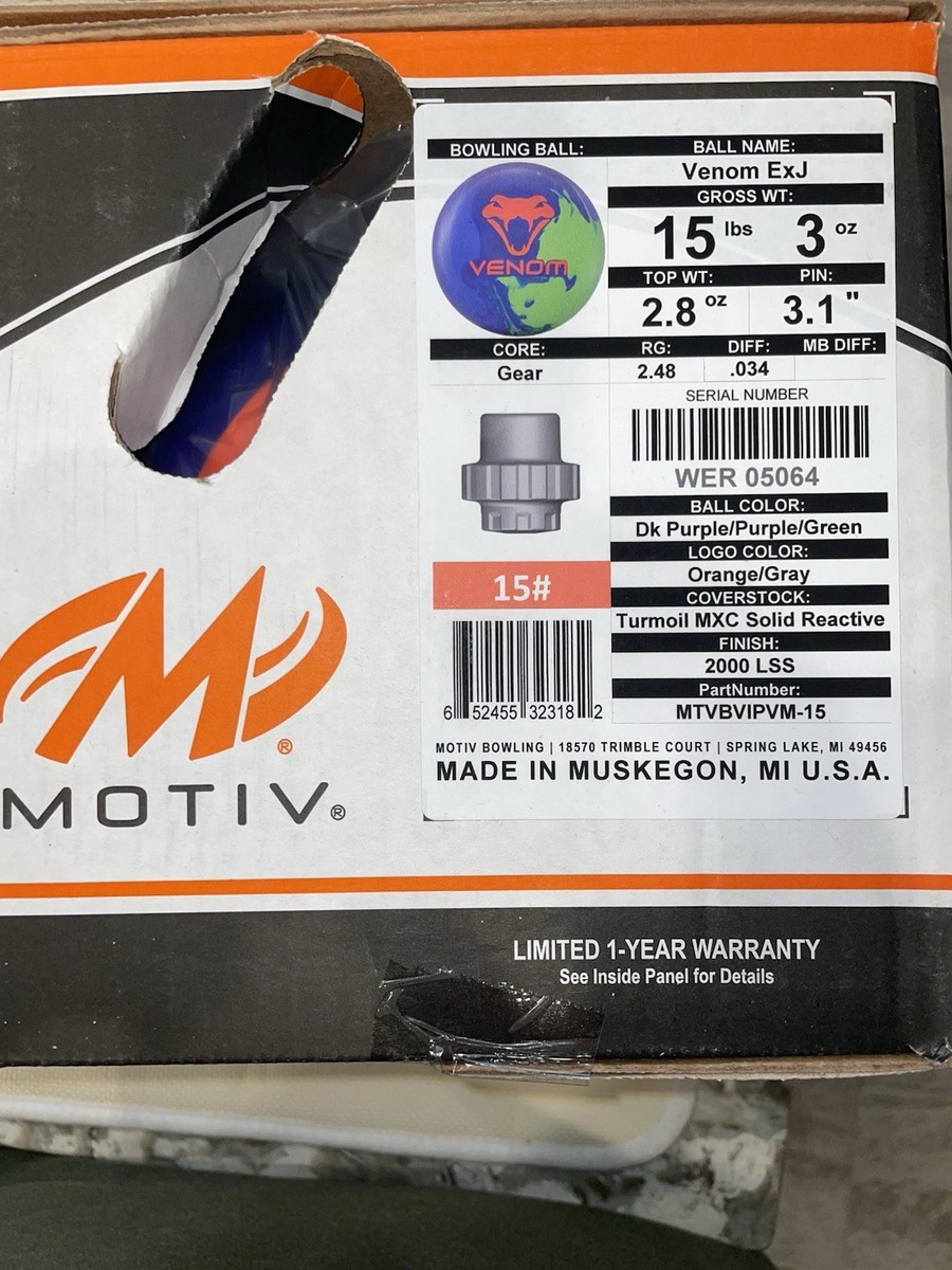 Motiv Venom ExJ Limited Edition Bowling Ball 15 LB. 1ST QUAL new