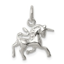 .925 Sterling Silver Children's Solid Unicorn Charm Kids Pendant 19mm x 16mm
