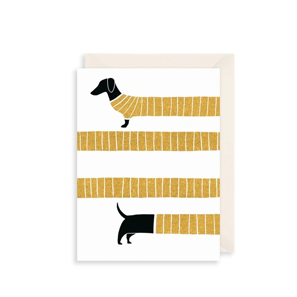 Stylish Birthday Card Dachshund Simple Illustration - Gold Foiled Greeting Card