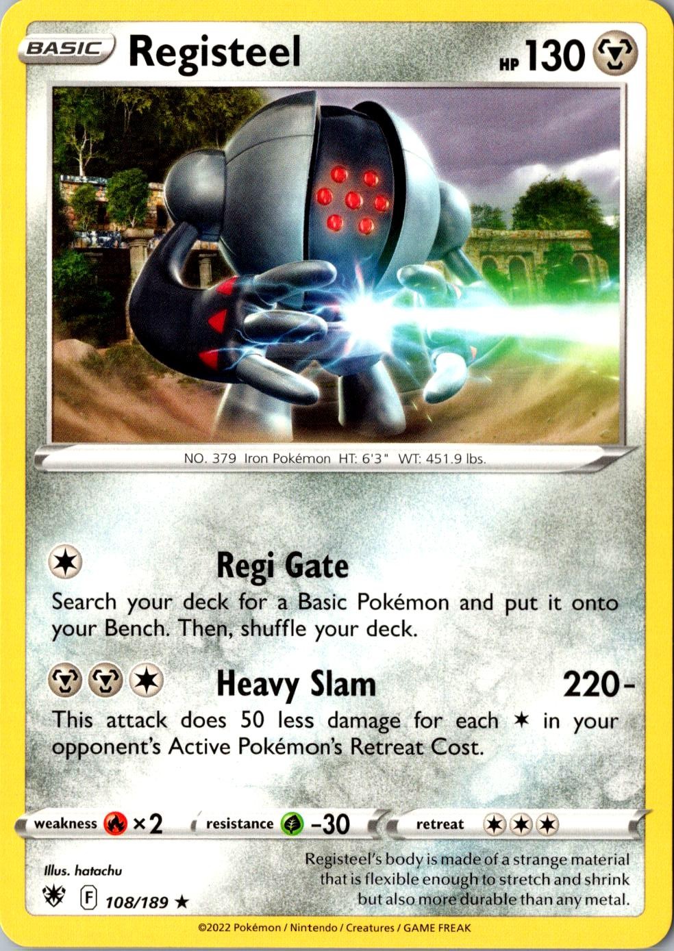 Registeel 108/189 Rare SWSH10: Astral Radiance LP Pokemon Card