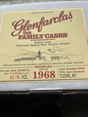 Glenfarclas 1968 Family Casks Cask #5245 Bottled 2015 1 of 175 Bottles 70cl